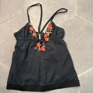 Free People Floral Spaghetti Strap Tank Top